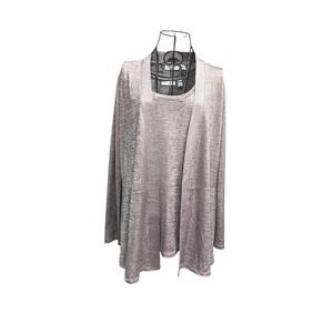 Susan Graver 2 Piece QVC Dressy Luster Purple‎ Tank And Cardigan Pockets Large